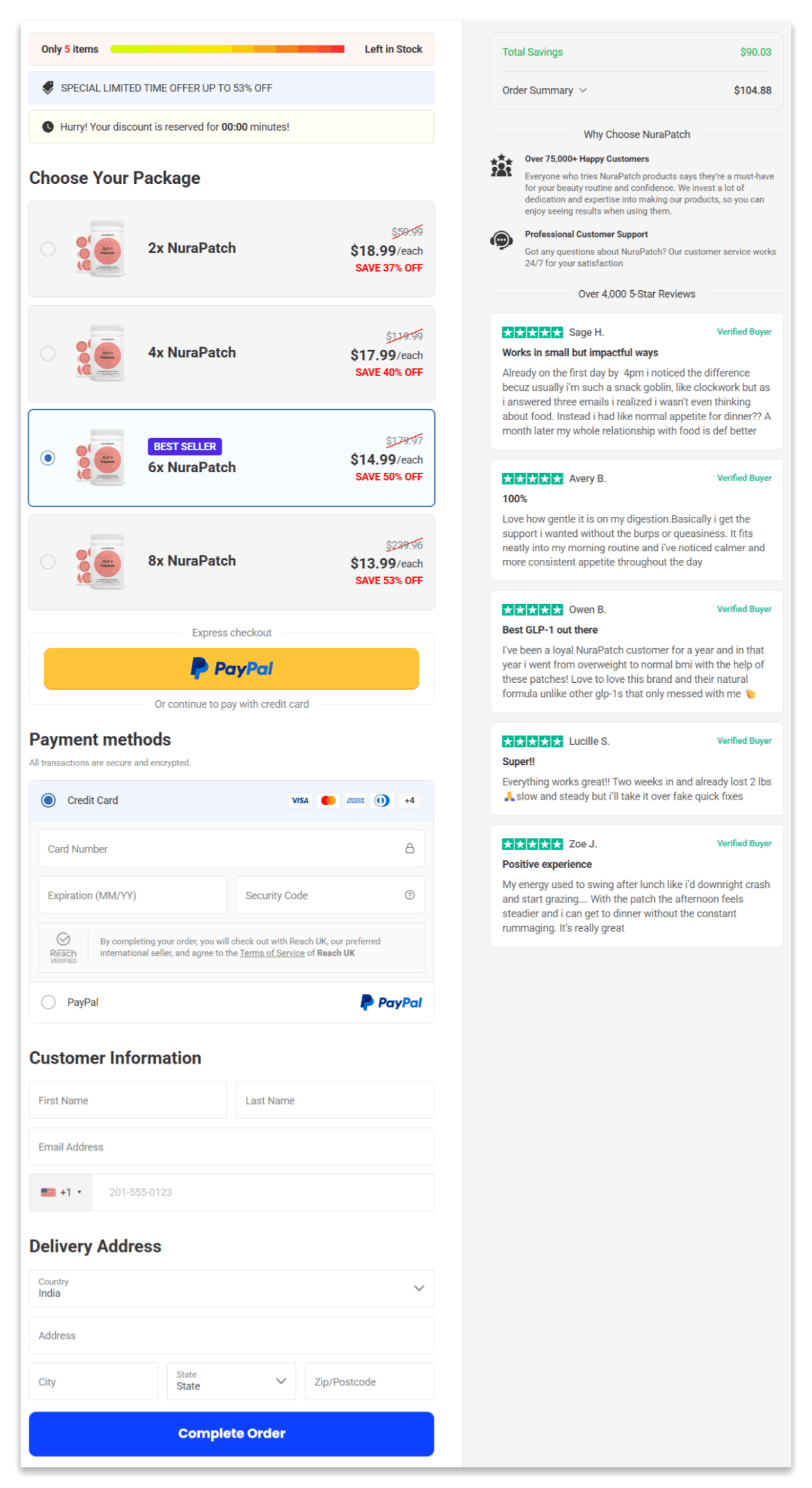 NuraPatch Secure Checkout Page