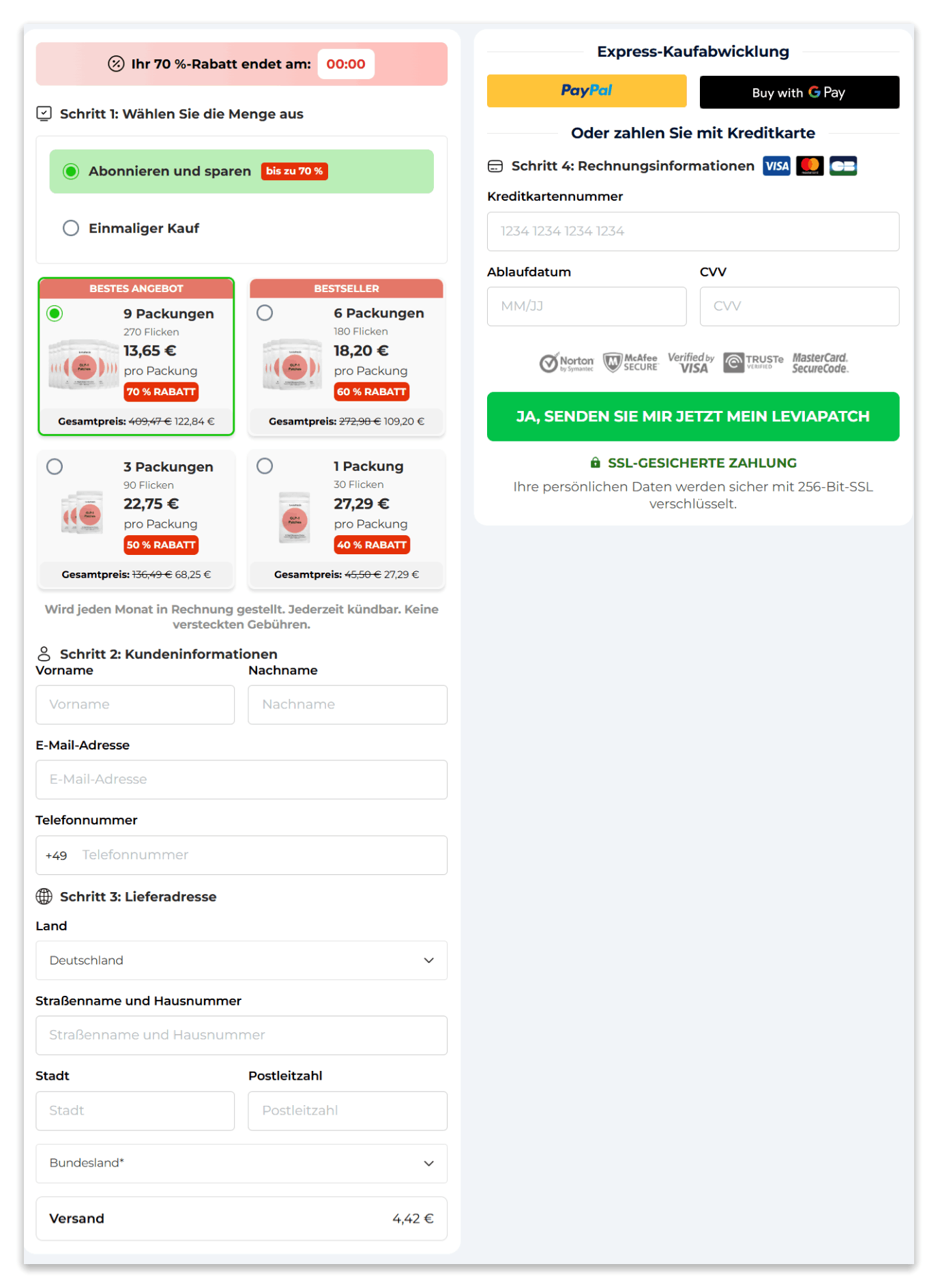LeviaPatch secure checkout page